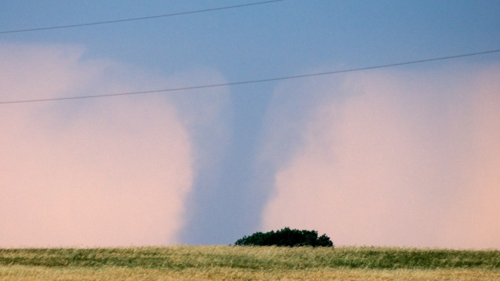 An EF-3 Tornado Tears Across an Open Prairie