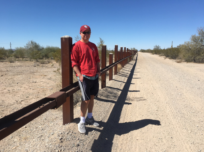 The US-Mexico Border Fence in Organ Pipe Cactus National Monument, Arizona