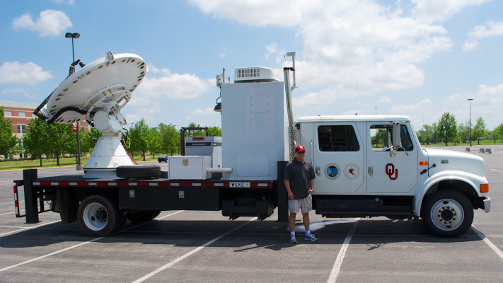 Picture of Me Standing Next to a Mobile Doppler Radar Truck